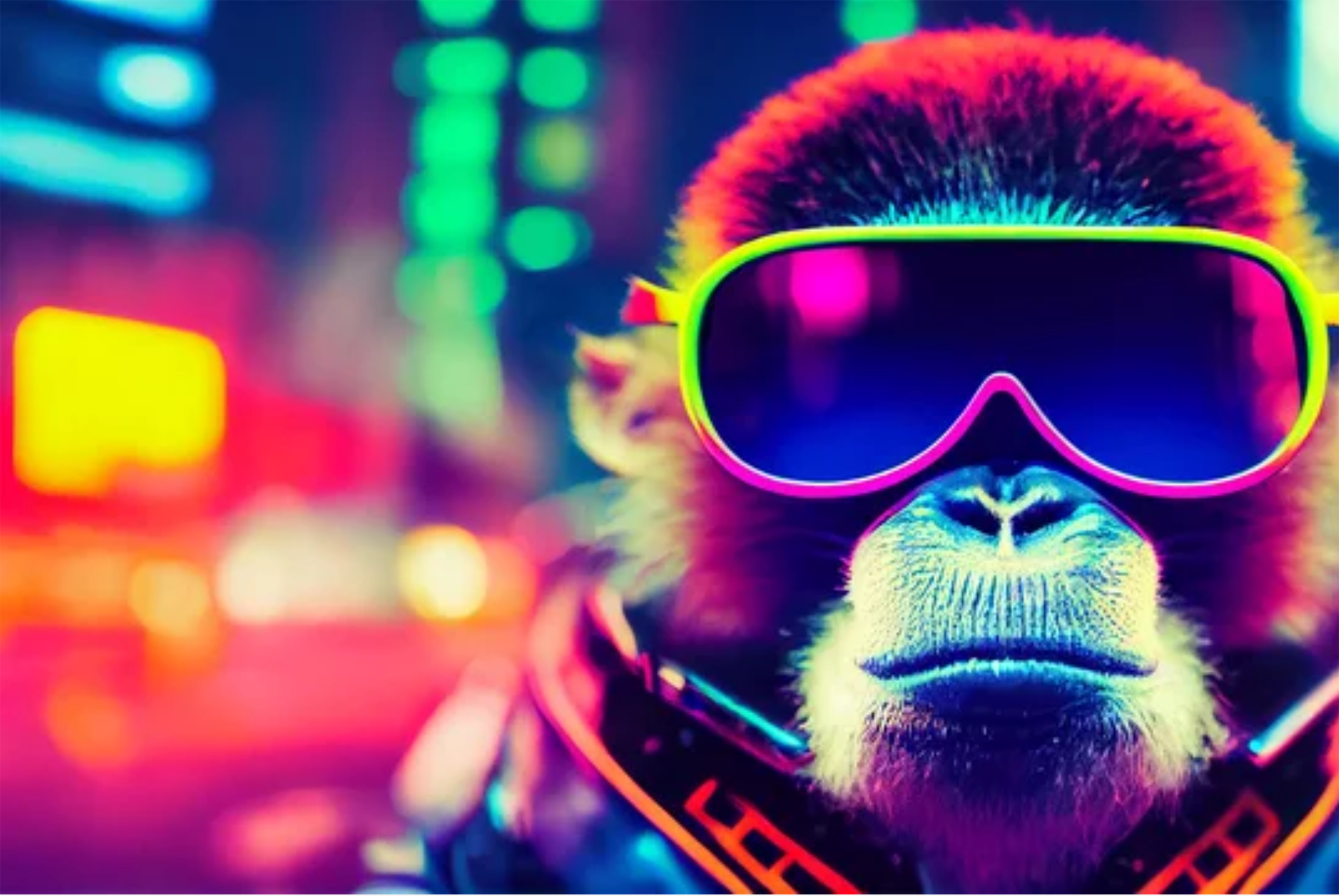 colorful gorilla wearing ski glasses